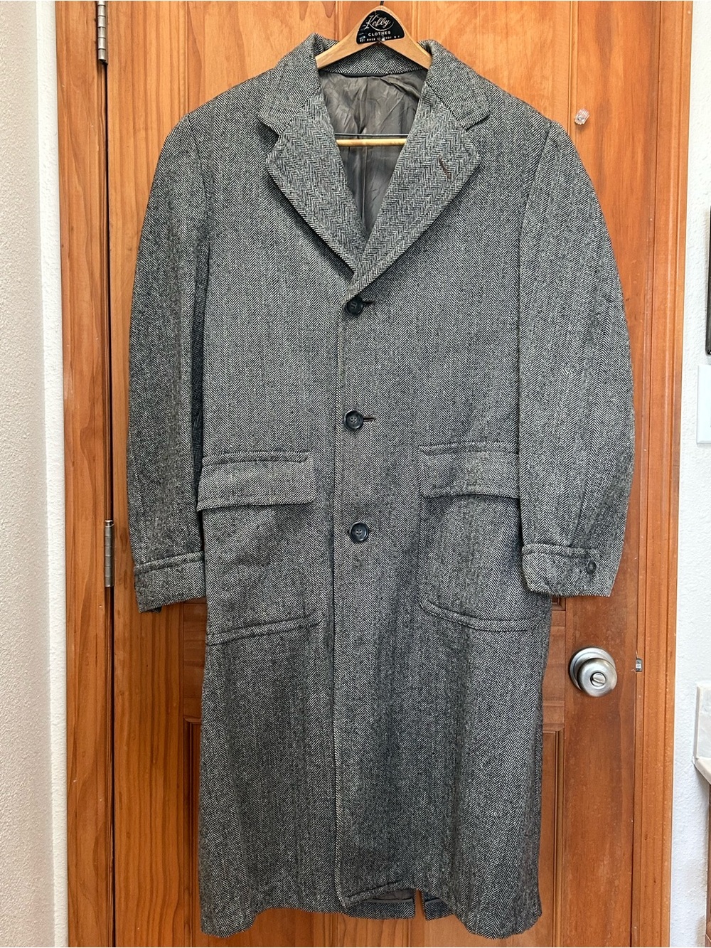 Vintage Puritan Rock Gray Tweed Long Wool Coat